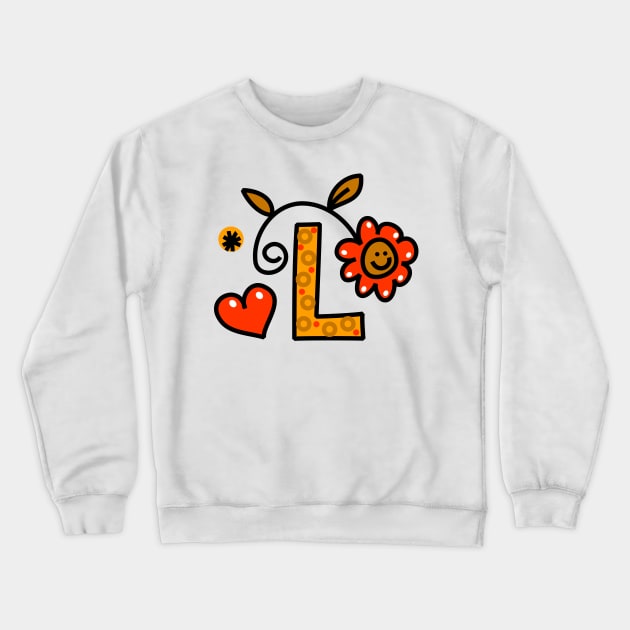 Letter L abc monogram hand drawn colorful alphabet Crewneck Sweatshirt by funwithletters